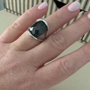 Black stone ring - size 8